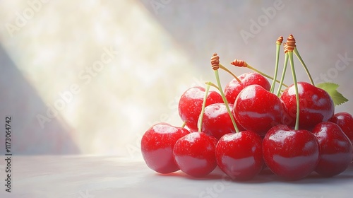 Bundle of cherry stem scattered white background showcase their glossy red color natural shine s 270 ar 169 v 61 1280092550933254240 relaxed Create explore organize photo