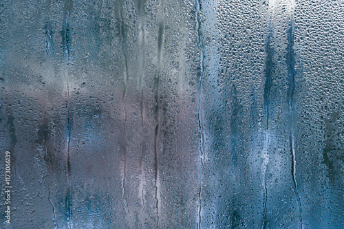 Water droplets on the glass.
