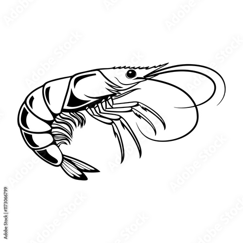 Shrimp Vector Style silhouette Art Design