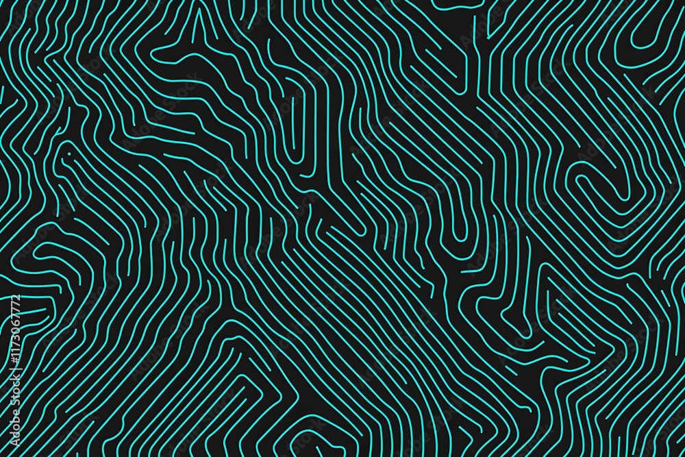 Obraz premium Abstract close-up of a glowing blue digital circuit board, showcasing intricate connections and technological design on a black background.