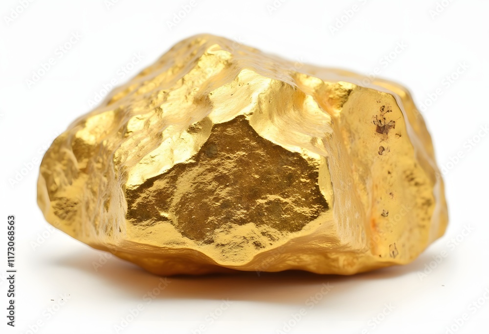 Gold nugget on white background.
Gold nugget on white background.