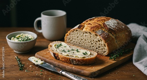 Vegan-Friendly Sourdough Bread Spread with Herbed Butter 