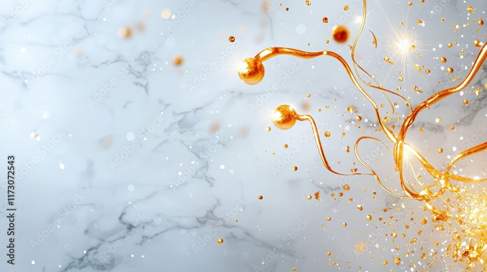 Obraz premium White marble-textured backdrop with gold calligraphy accents