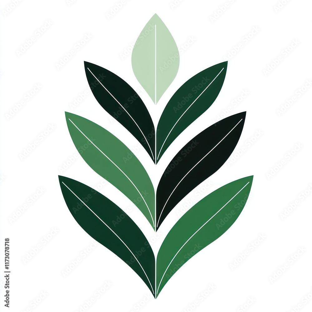 Naklejka premium Stylized Green Leaf Design Abstract Nature Artwork