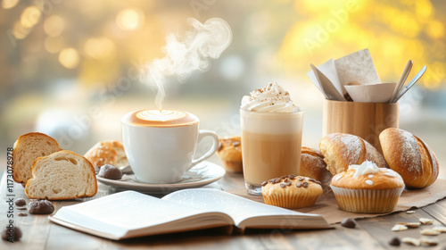 Wallpaper Mural cozy bakery scene with coffee and pastries Torontodigital.ca