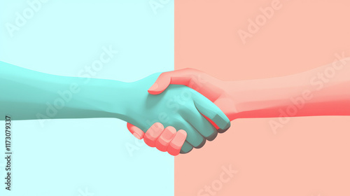 Wallpaper Mural handshake between two hands on pastel background symbolizes agreement and unity Torontodigital.ca