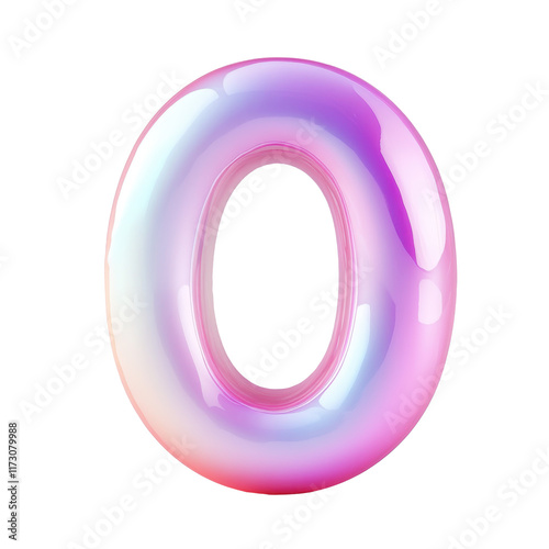 Bubble-style letter O with a soft pink gradient, featuring puffy 3D effect isolated on white