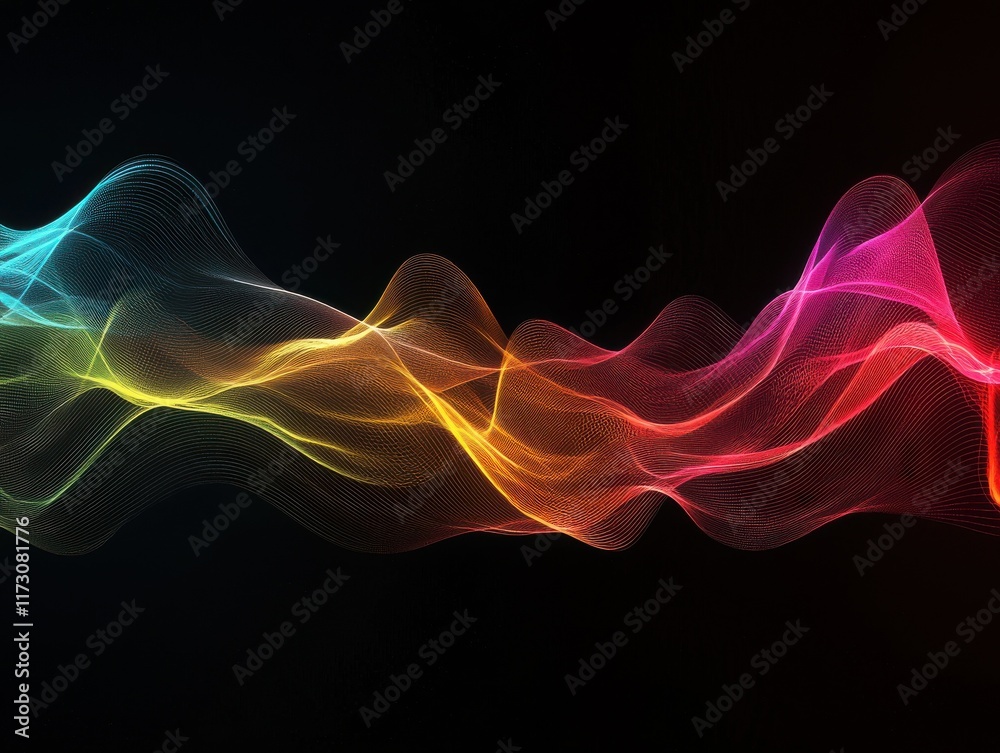 Obraz premium Dynamic digital abstract background with bioluminescent colors graphic design vibrant waves modern environment aesthetic viewpoint