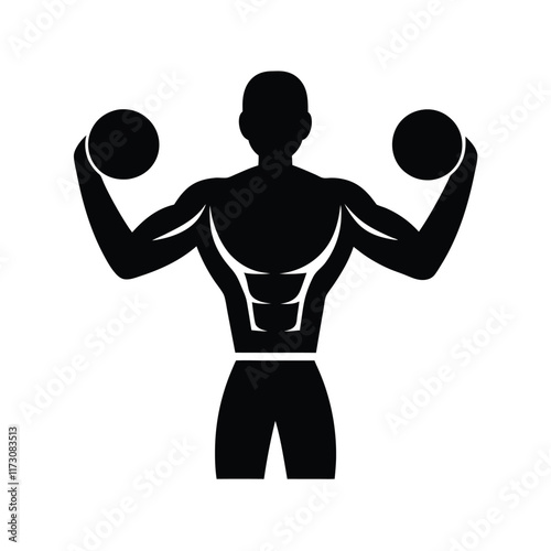 silhouette of a person with dumbbells