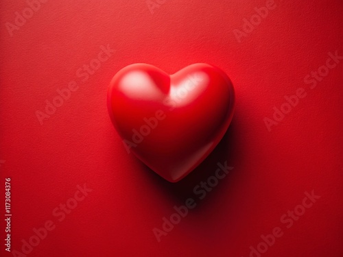Aerial Drone Shot: Red Heart on Red Background - Valentine's Day Love Concept
