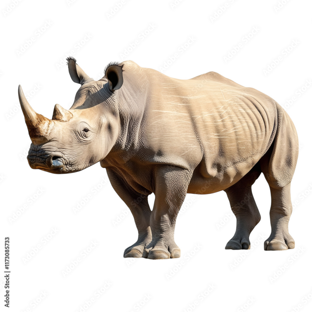 Fototapeta premium powerful rhinoceros isolated on white transparent background