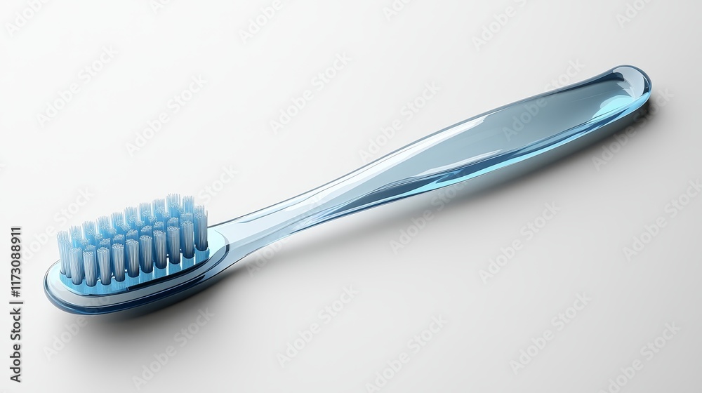 Modern Transparent Blue Toothbrush Isolated Against a Light Background Modern Transparent Blue Toothbrush Isolated Against a Light Background