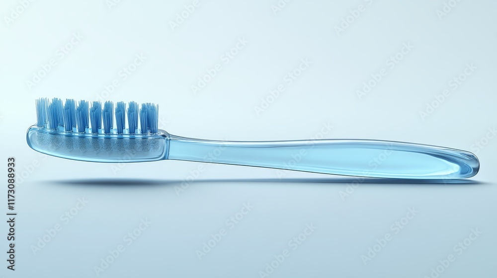 Modern Transparent Blue Toothbrush Against a Clean Soft Gradient Background Modern Transparent Blue Toothbrush Against a Clean Soft Gradient Background