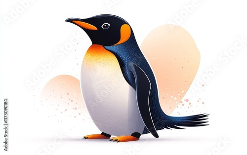 Detailed Digital Illustration of a Penguin with Bright Colors and Soft Background photo