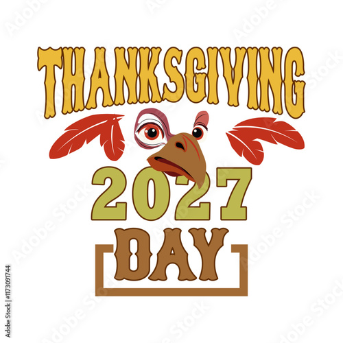 Thanksgiving day typography t shirt design template. Thanksgiving 2027 day