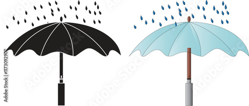 Illustration of the image in the form of an umbrella logo that is being hit by rain that symbolizes an institution that protects its organization from being exposed to challenges. 