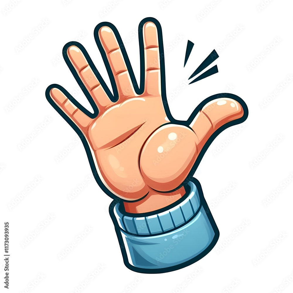 A cartoon hand, light peach skin tone, is depicted in a friendly, waving gesture A cartoon hand, light peach skin tone, is depicted in a friendly, waving gesture