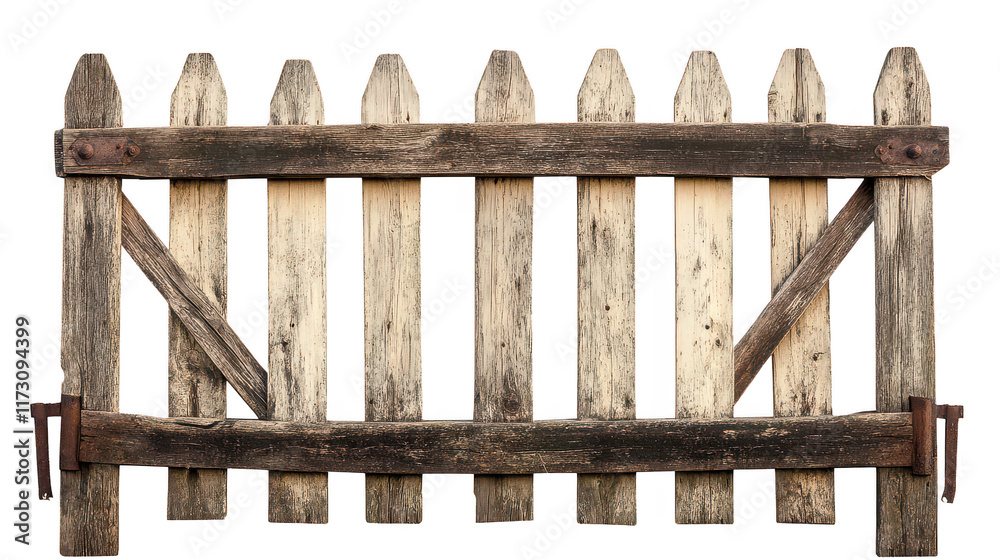 Fototapeta premium Rustic Wooden Gate with Weathered Texture