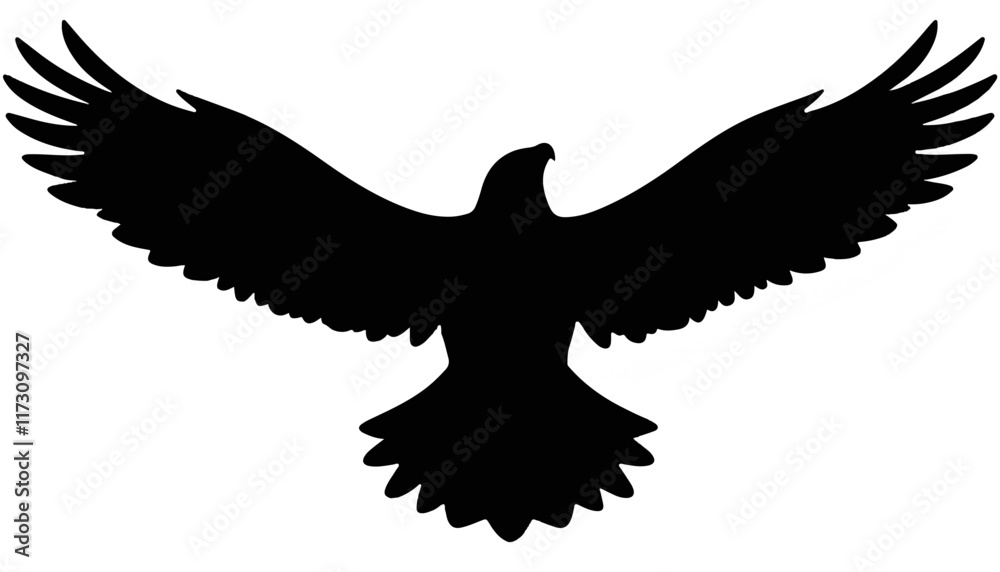 Obraz premium Majestic silhouette of a soaring bird in flight against a clear sky