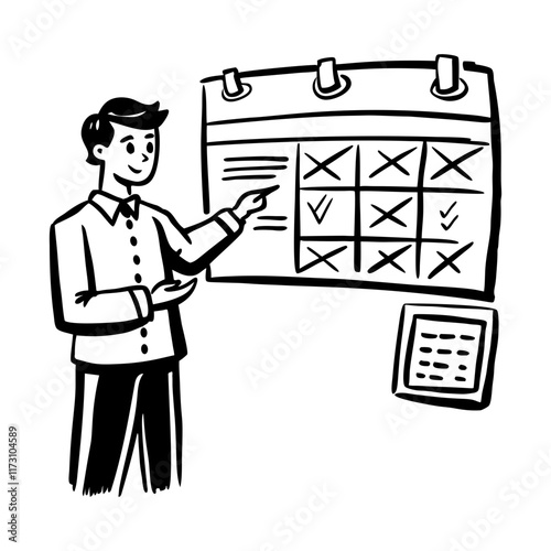 A doodle style illustration depicting business agenda 