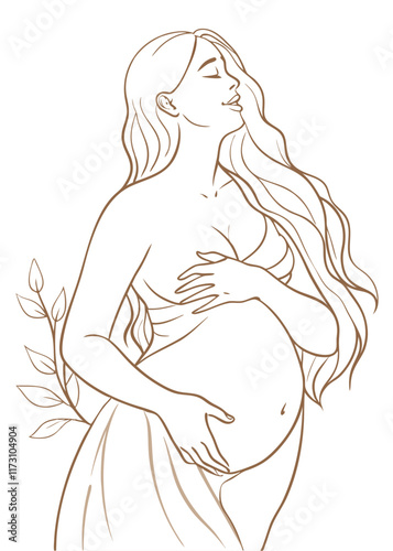 Pregnant women vector art on white background

