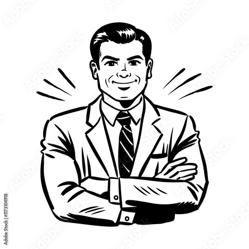 A hand drawn illustration of proud businessman 
