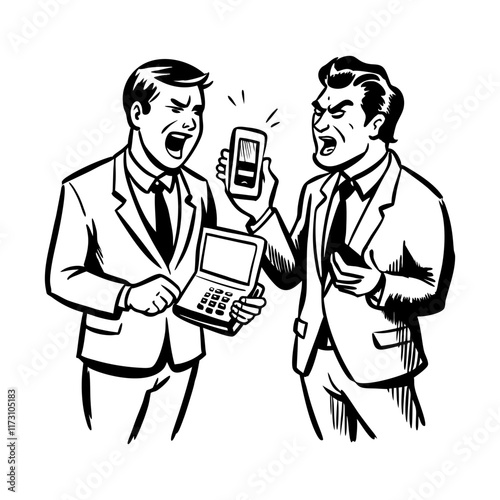 Sketchy style illustration depicting office conflict 
