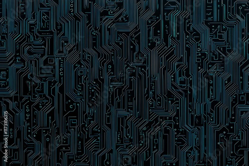 Wallpaper Mural Abstract close-up of a glowing blue digital circuit board, showcasing intricate connections and technological design on a black background.
 Torontodigital.ca