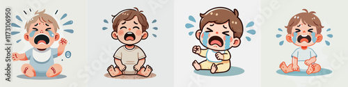 Vector of cute babies crying