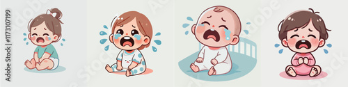 Vector of cute babies crying