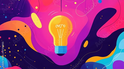 A creative vector illustration depicting the concept of simplifying a complex process, featuring a lightbulb as the central element.
