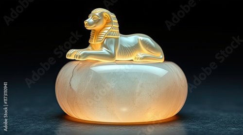 Carved stone sphinx figurine.