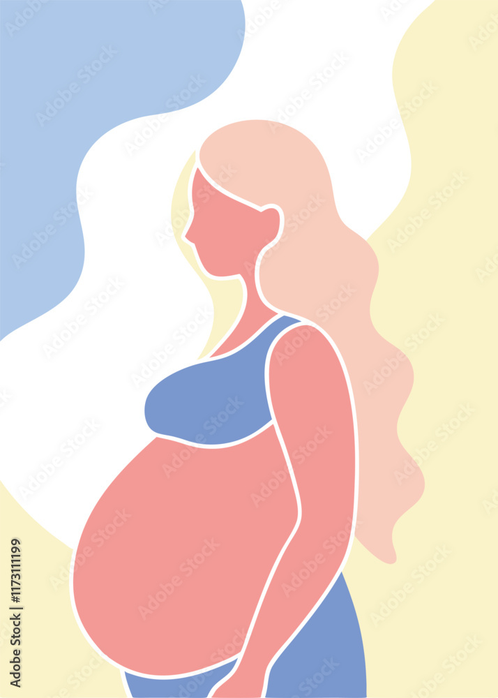 Pregnant women vector art on white background


