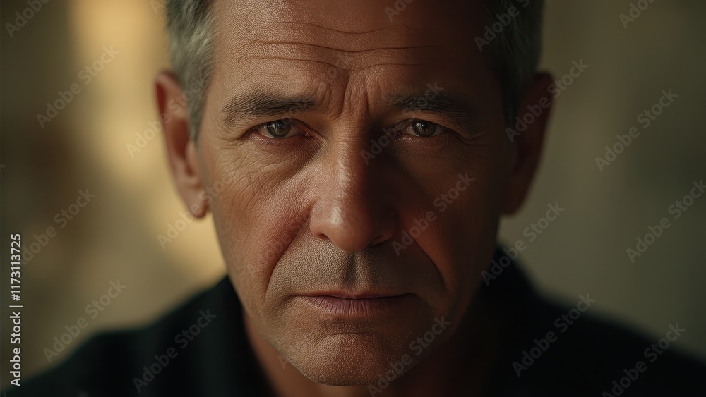 portrait of a man in his 50s with a serious and sad expression portrait of a man in his 50s with a serious and sad expression