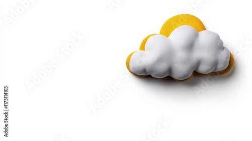 Cloud Cookie: A single, charming cloud-shaped cookie, decorated with a yellow sun,  captures the essence of a sunny day. The minimalist composition provides a clean and inviting aesthetic. 