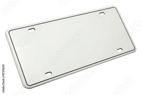 Blank white license plate isolated with transparent background