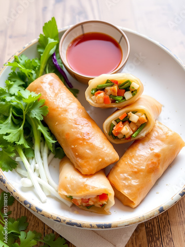 Vietnamese vegeratian egg rolls, cha gio chay photo