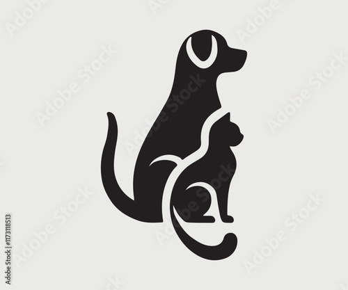 logo featuring the silhouette of a dog and a cat sitting side by side