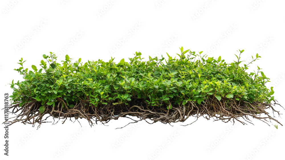 Lush Green Grass Bush with Detailed Thick Roots Isolated on white and transparent Background Lush Green Grass Bush with Detailed Thick Roots Isolated on white and transparent Background