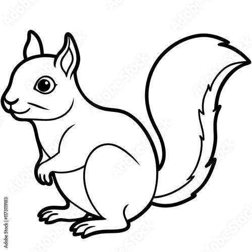 Cute Silhouette of a Squirrel line art vector cartoon illustration