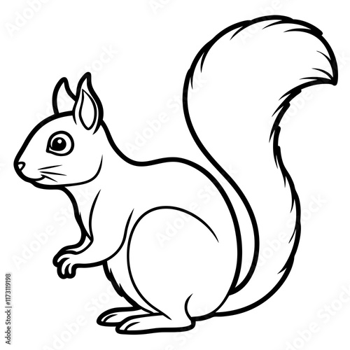 Cute Silhouette of a Squirrel line art vector cartoon illustration