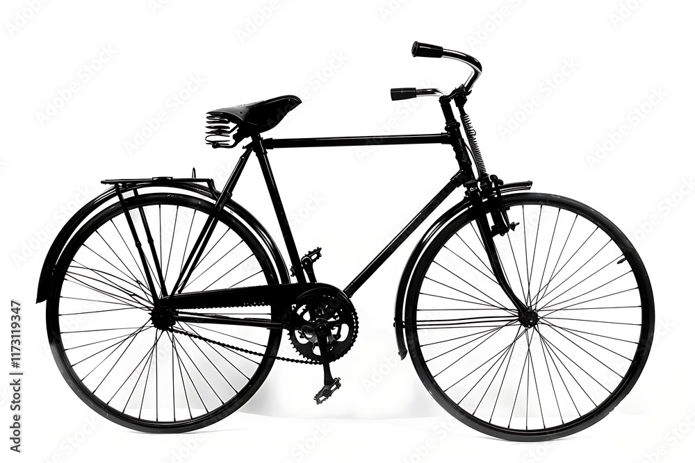 Silhouette of a bicycle on a white background