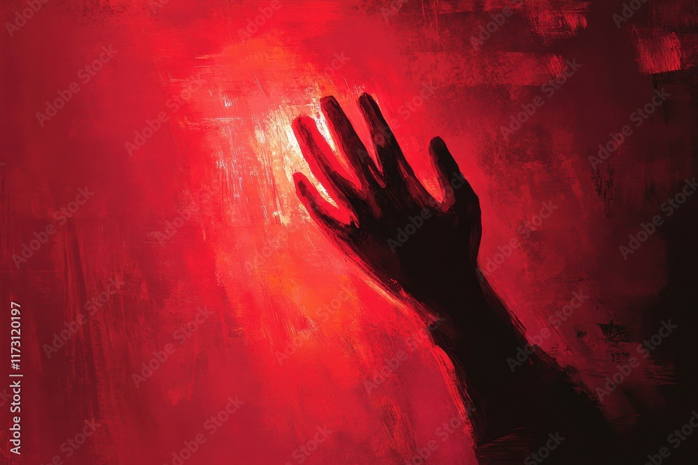A Dark Hand Reaches Towards Red Light A Dark Hand Reaches Towards Red Light