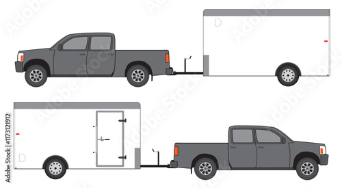 Pickup and Box Trailer