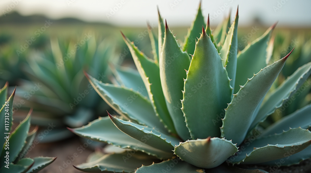 Agave Cactus Plant Growing in Field, Agave Farm Produce Agave Cactus Plant Growing in Field, Agave Farm Produce