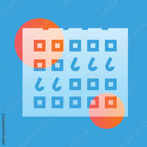 Menstrual calendar glassmorphism illustration. Transparency blur elements. Ui layered design.