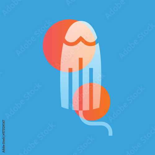 Menstrual tampon glassmorphism illustration. Transparency blur elements. Ui layered design.