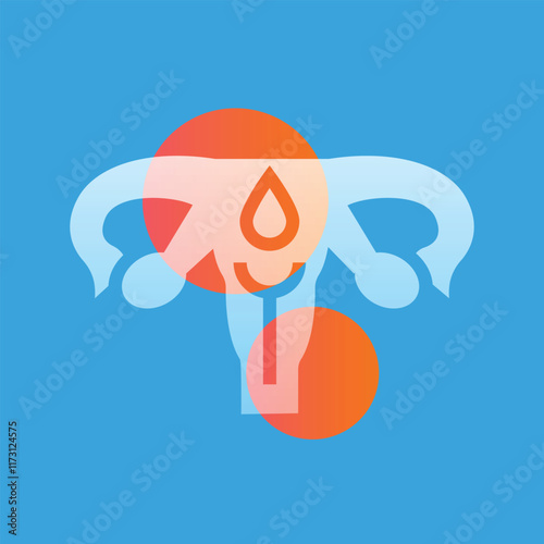 Menstruation cycle glassmorphism illustration. Transparency blur elements. Ui layered design. Vector isolated element.