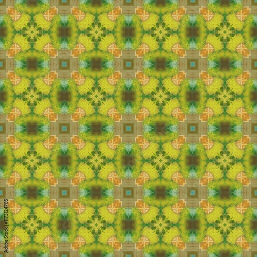 Yellow Floral Oil-Style Seamless Pattern
