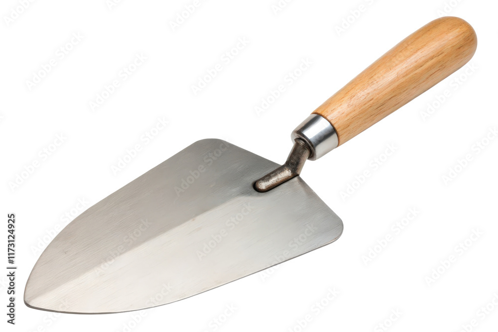 Small metal trowel with wooden handle isolated with transparent background Small metal trowel with wooden handle isolated with transparent background